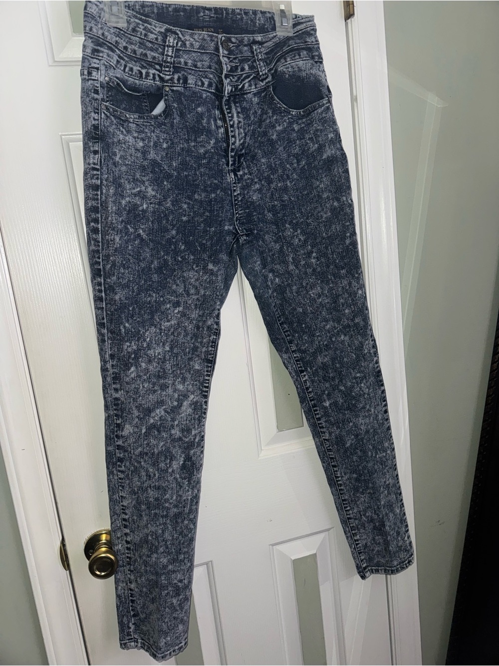 High-Rise Acid Wash Jeans in Black